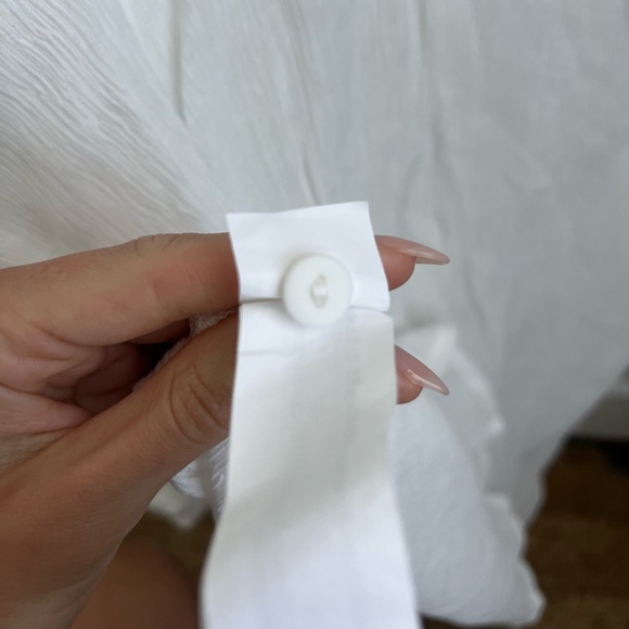 Bershka Crepe Linen White Button Down / Button Up Collared Oversized Shirt - Picture 7 of 7